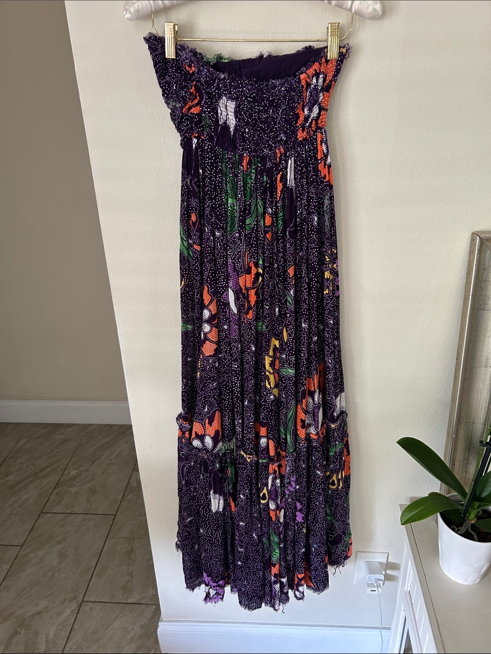 Free People One Bali Nights rare boho purple Floral Maxi Dress XS - Picture 8 of 15